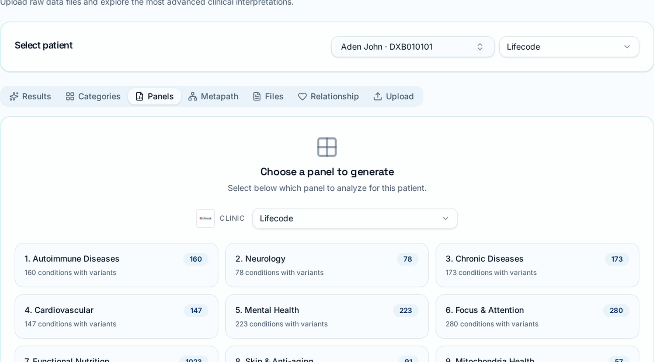 Genetic Panels Ecosystem — Report library: immunity, brain, heart, mental health and more