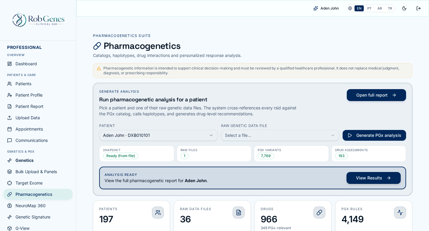 Pharmacogenetics Engine — product interface