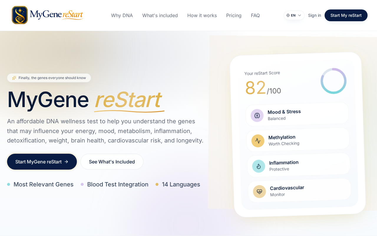 MyGene reStart 360 — product interface
