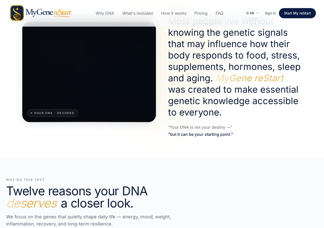 MyGene reStart 360 screen